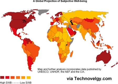 World Happiness Map (by Adrian White, Analytic Social Psychologist, University of Leicester)