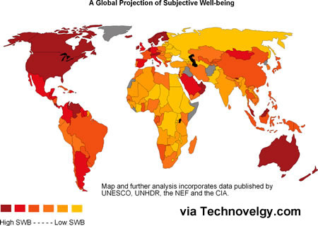 map of world. (Map of World Happiness)